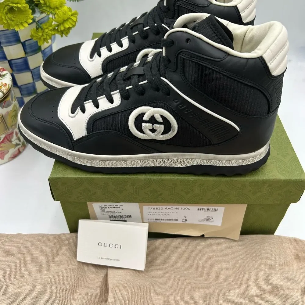 Men's Gucci, Mac 80 , high top leather sneakers size 9 made in Italy